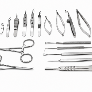 Premium ophthalmology instruments set made from medical-grade stainless steel for cataract, retina, corneal, glaucoma, and eye microsurgical procedures.