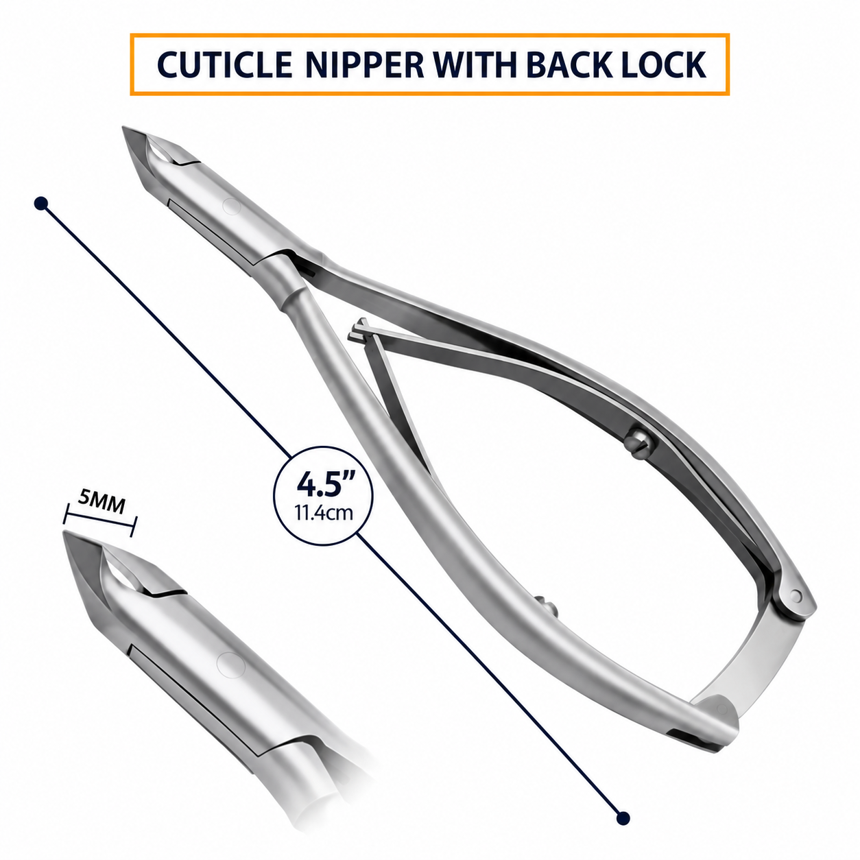 Cuticle Nipper 4.5 inch Double Spring with Back Safety Lock