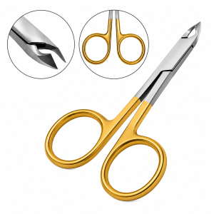 3.5 inch scissor style cuticle nipper with gold ring handle