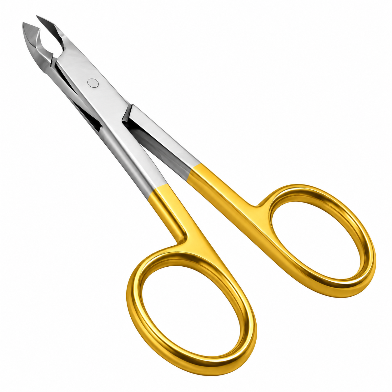 3.5 inch scissor style cuticle nipper with gold ring handle