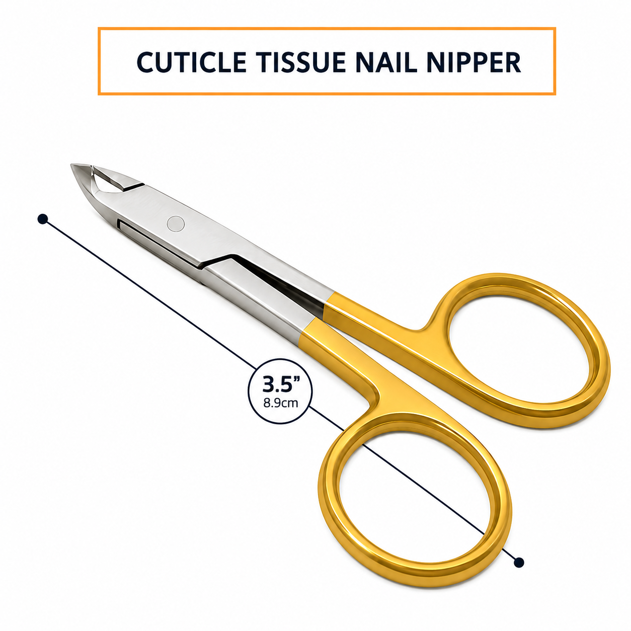3.5 inch scissor style cuticle nipper with gold ring handle