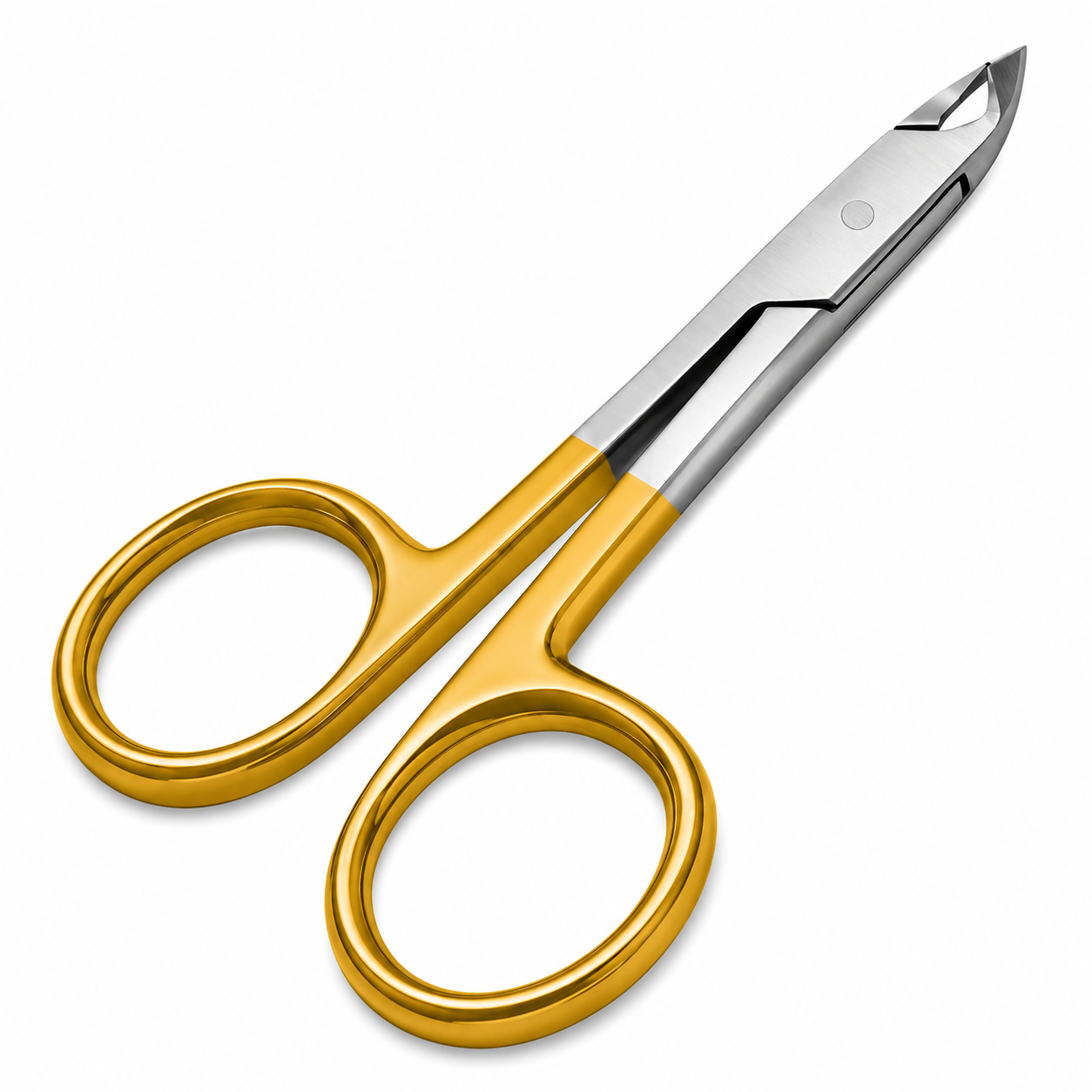 3.5 inch scissor style cuticle nipper with gold ring handle