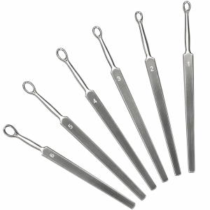6 Fox Dermal Curettes Set stainless steel ENT and dermatology surgical instruments