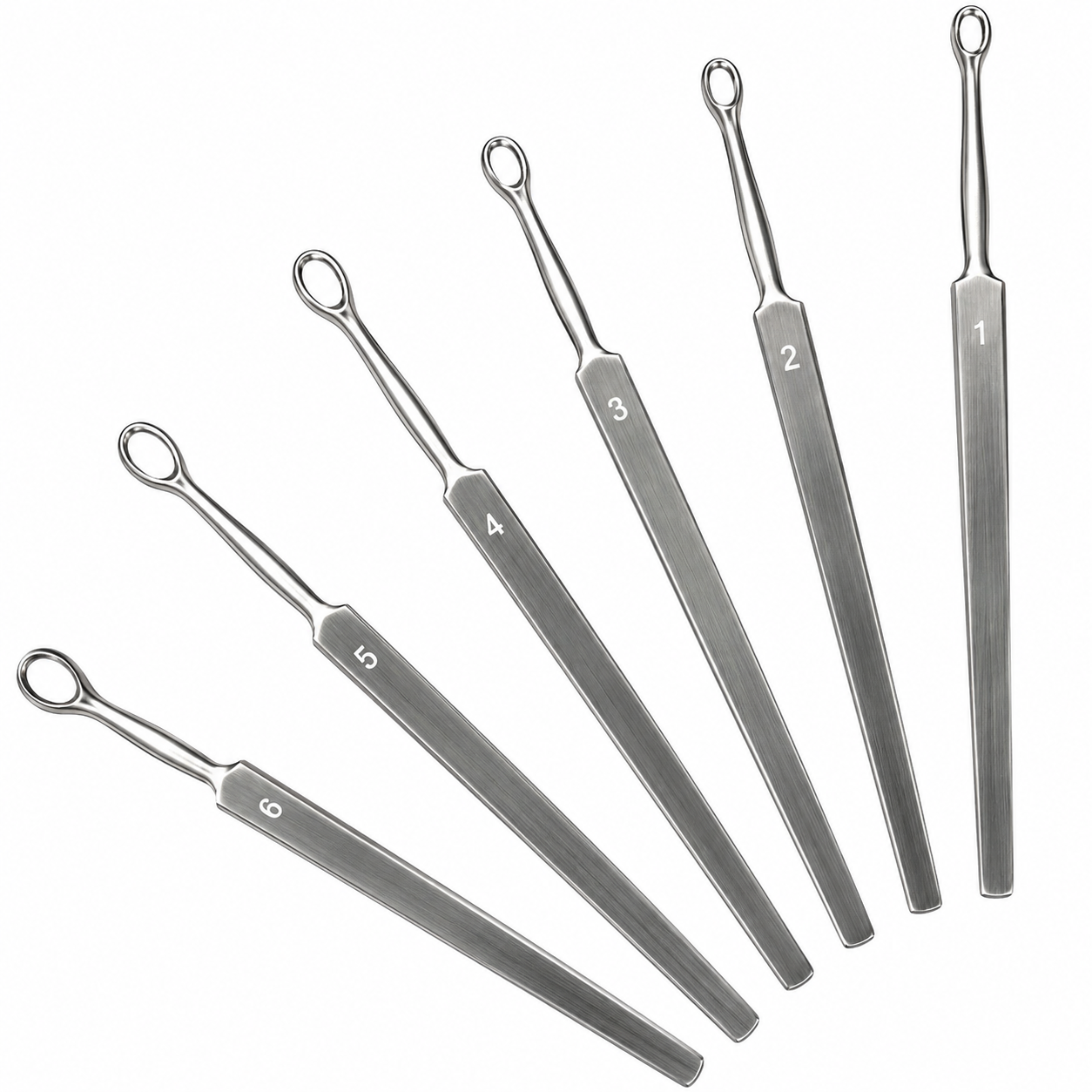 6 Fox Dermal Curettes Set stainless steel ENT and dermatology surgical instruments