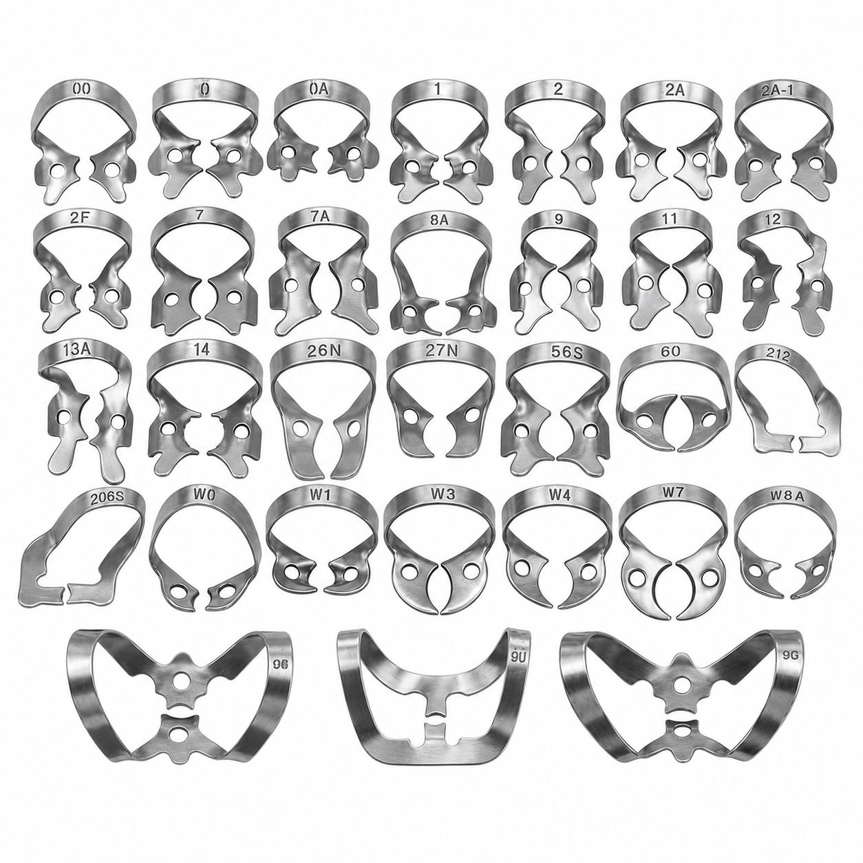 Endodontic Rubber Dam Clamps Set dental isolation instruments