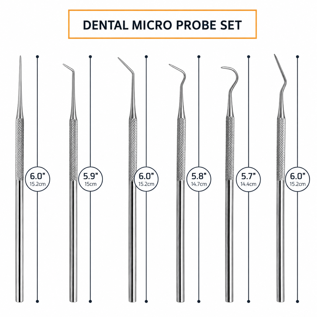 Dental Explorer Micro Diagnostic Probes Kit Single Ended