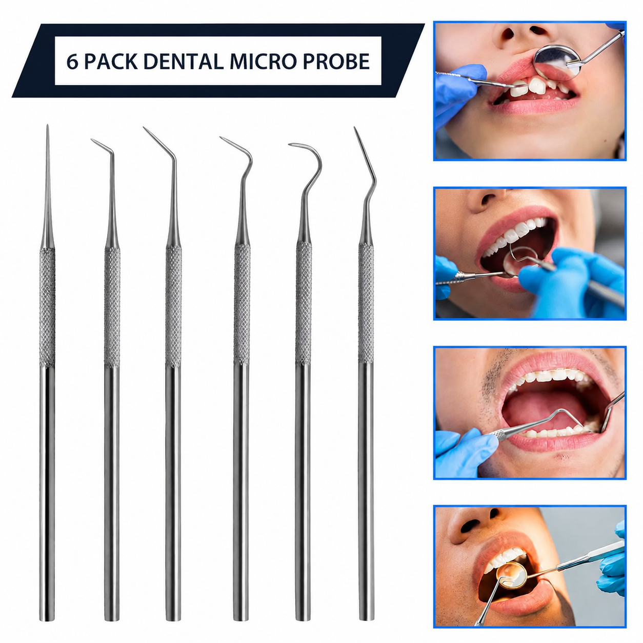 Dental Explorer Micro Diagnostic Probes Kit Single Ended