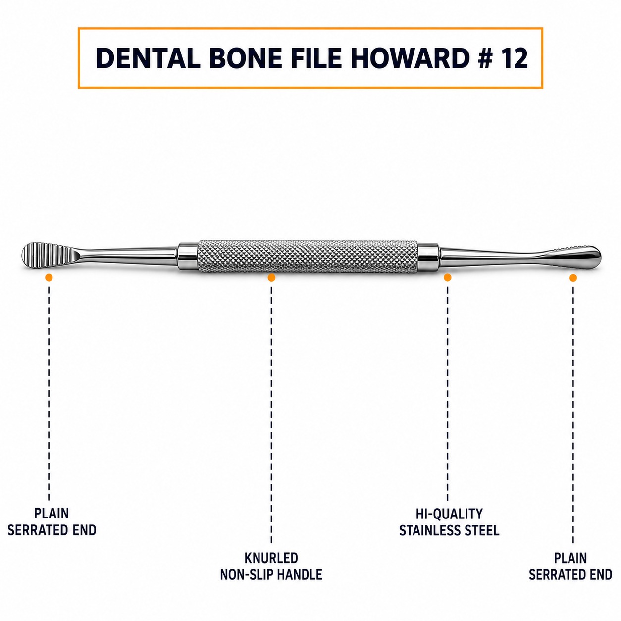 Howard Bone File #12 Double Ended Dental Instrument