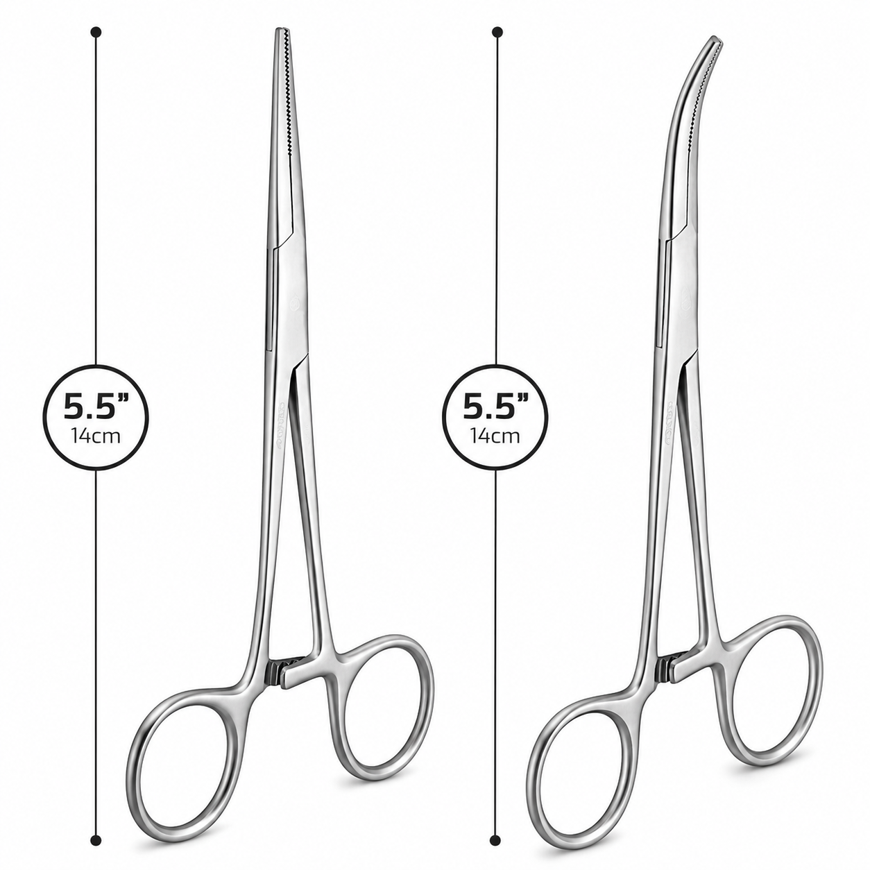 2 Kelly Forceps Set 5.5 inch straight and curved made from medical-grade stainless steel