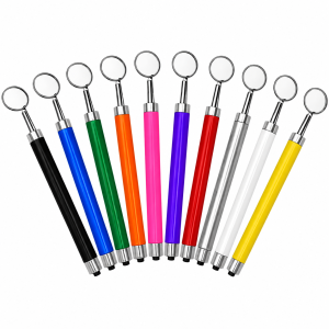 Dental mouth mirrors with LED light and colored handles