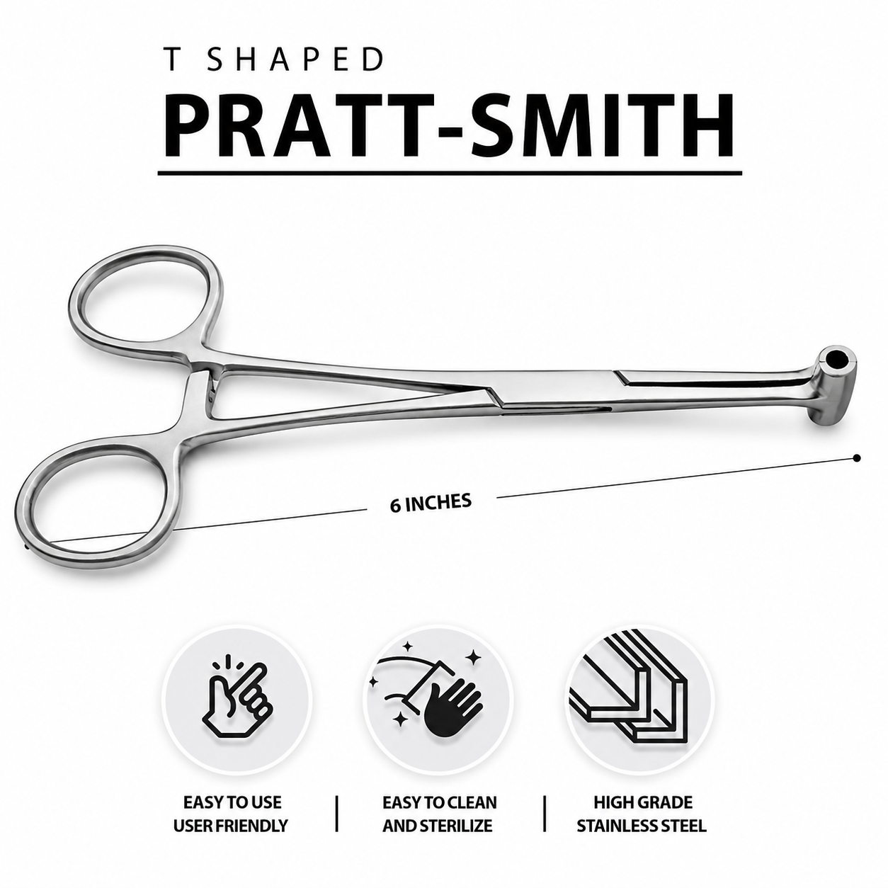 Pratt Smith Hemostatic Forceps 6 inch with T-shaped jaws and delicate serration stainless steel