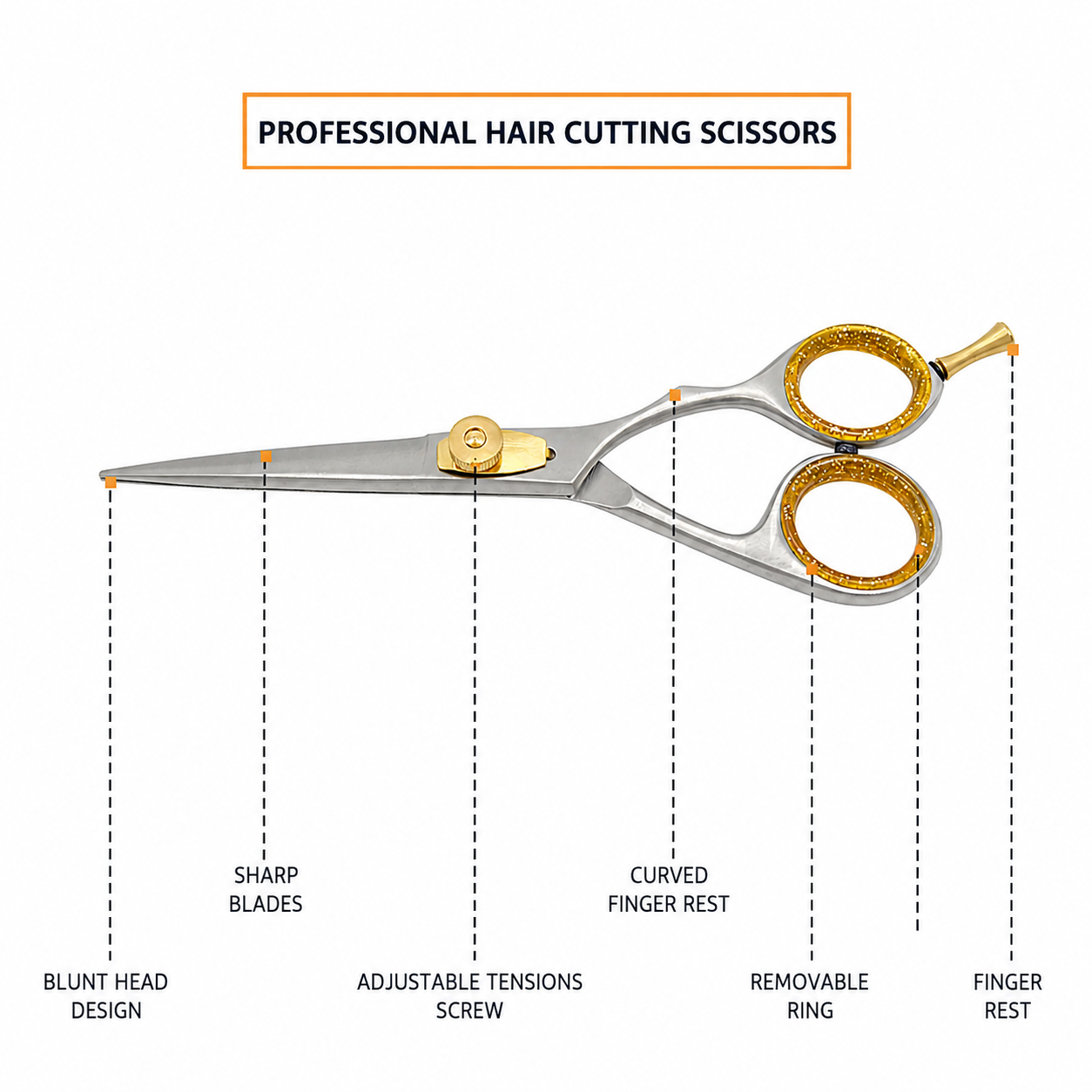 5.5 Inch Gold and Silver Super Cut Barber Scissors