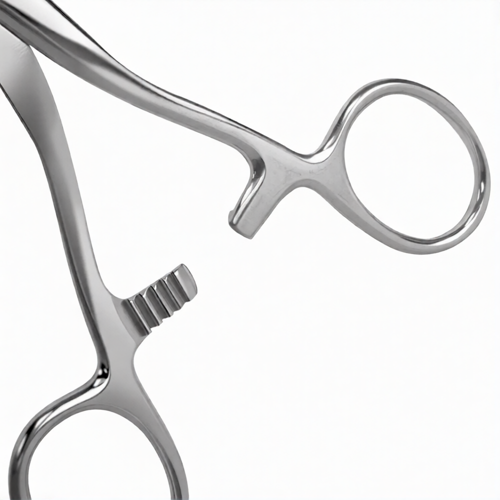 Collins Tongue Seizing Forceps 6.75 inch 17.1 cm with 25 mm wide jaws stainless steel ENT instrument