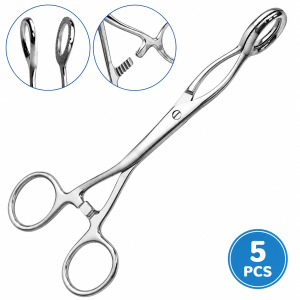 Collins Tongue Seizing Forceps 6.75 inch 17.1 cm with 25 mm wide jaws stainless steel ENT instrument